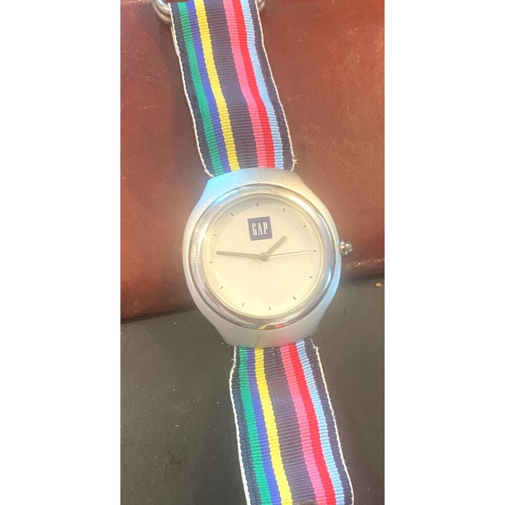 Women's 35mm Silver Tone GAP Watch with Striped Strap - Picture 3 of 4